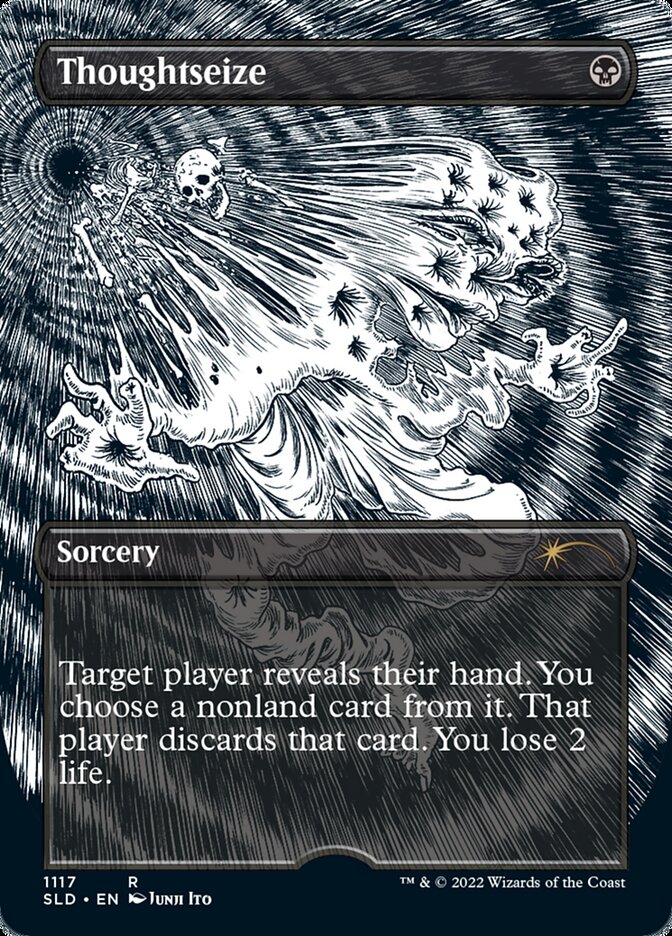 Thoughtseize (Borderless Etched Foil) [Secret Lair Drop Series] | Gamer Loot