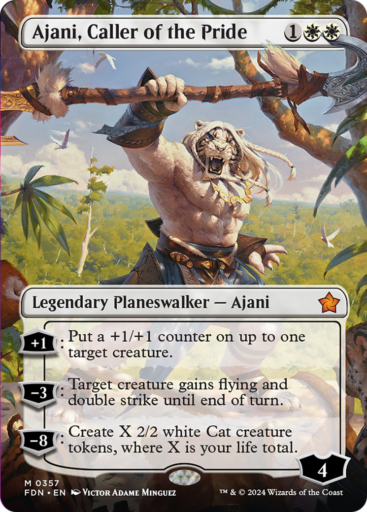 Ajani, Caller of the Pride (Borderless) [Foundations] | Gamer Loot