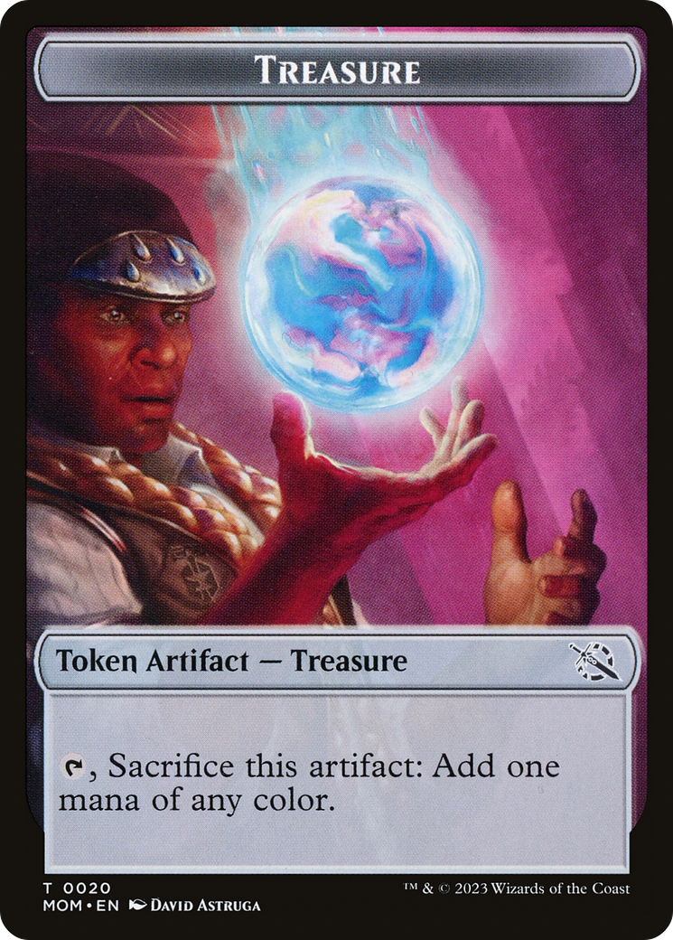 Treasure (20) // Teferi Akosa of Zhalfir Emblem Double-Sided Token [March of the Machine Tokens] | Gamer Loot