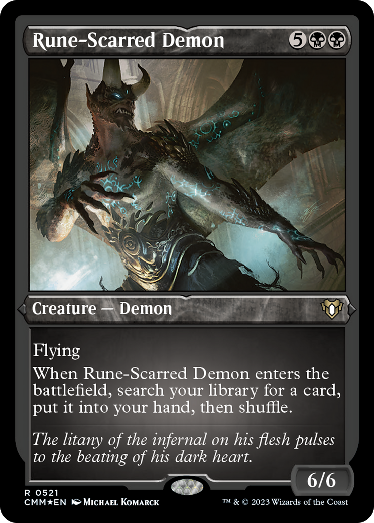 Rune-Scarred Demon (Foil Etched) [Commander Masters] | Gamer Loot