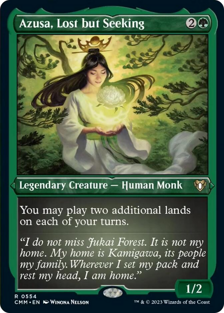 Azusa, Lost but Seeking (Foil Etched) [Commander Masters] | Gamer Loot