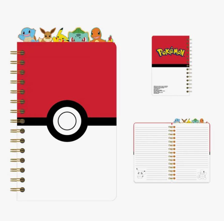 Pokémon: Pokeball Starters 8" X 5" Spiral Tabbed Notebook | Gamer Loot