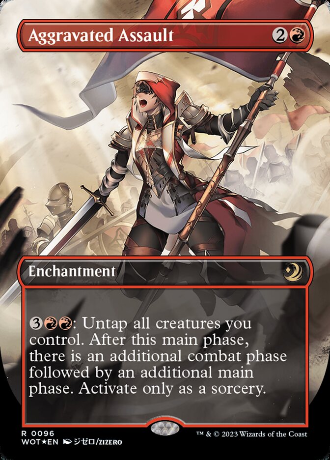 Aggravated Assault (Anime Borderless) (Confetti Foil) [Wilds of Eldraine: Enchanting Tales] | Gamer Loot