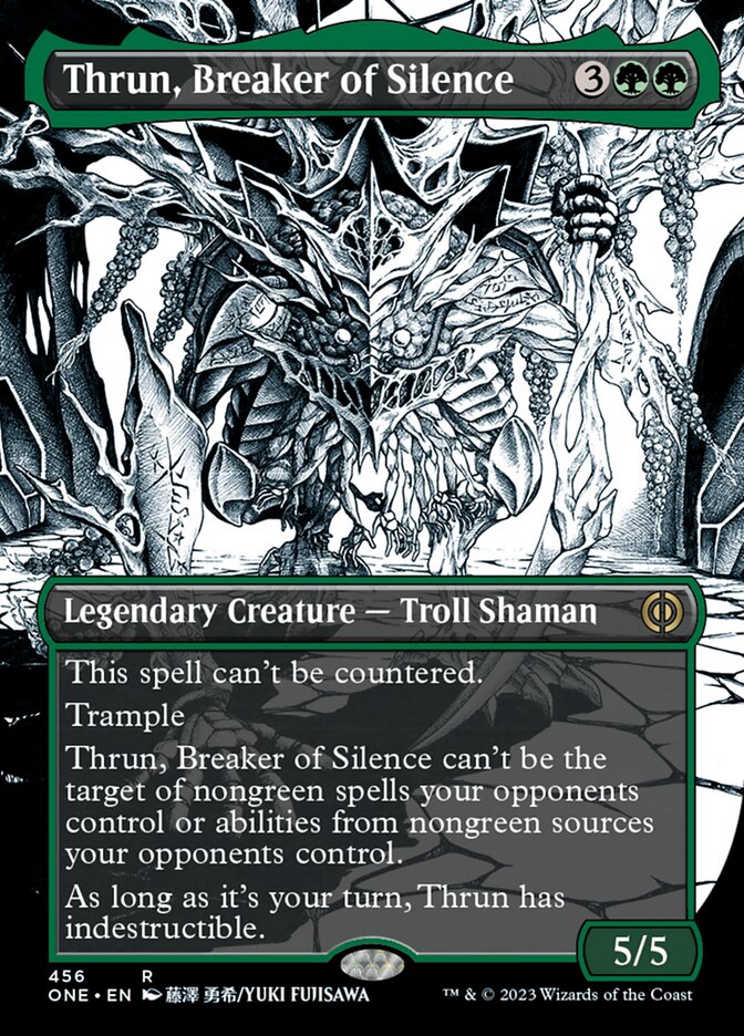 Thrun, Breaker of Silence (Borderless Manga Step-and-Compleat Foil) [Phyrexia: All Will Be One] | Gamer Loot