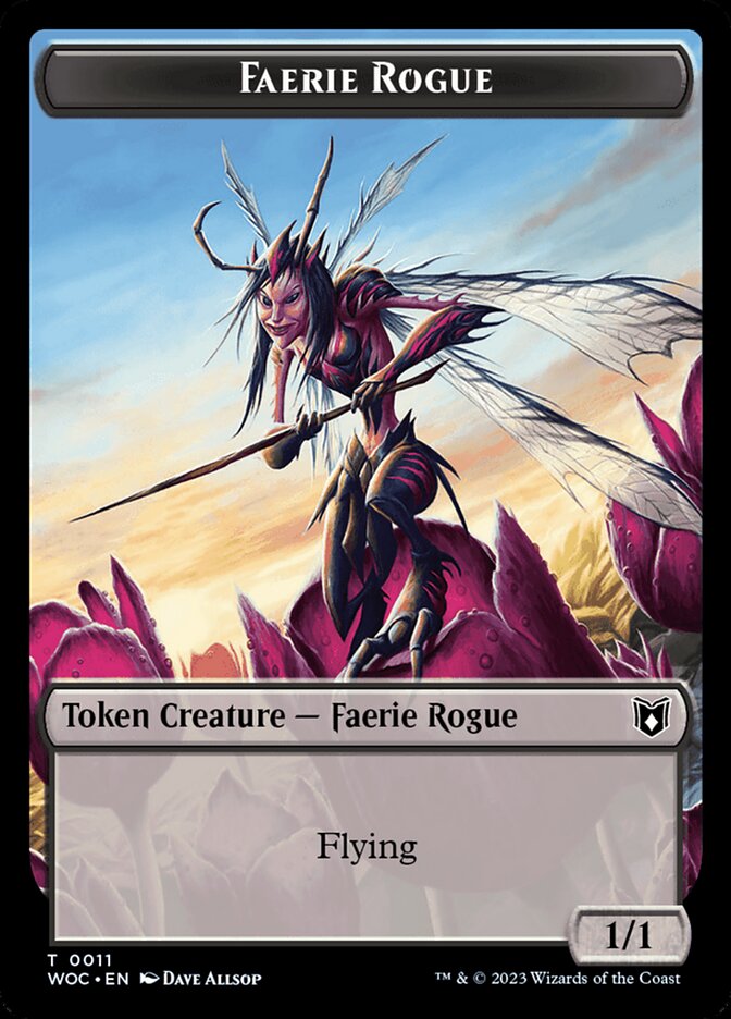 Faerie Rogue // Faerie (0011) Double-Sided Token [Wilds of Eldraine Commander Tokens] | Gamer Loot