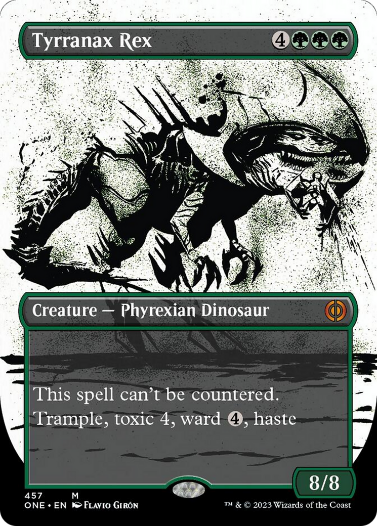 Tyrranax Rex (Borderless Ichor Step-and-Compleat Foil) [Phyrexia: All Will Be One] | Gamer Loot