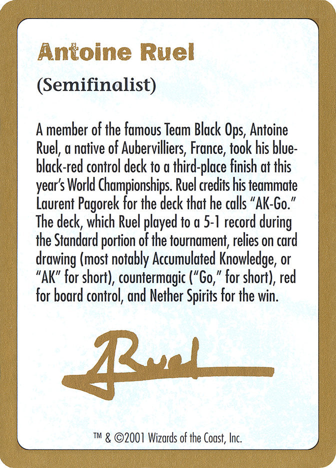 Antoine Ruel Bio [World Championship Decks 2001] | Gamer Loot
