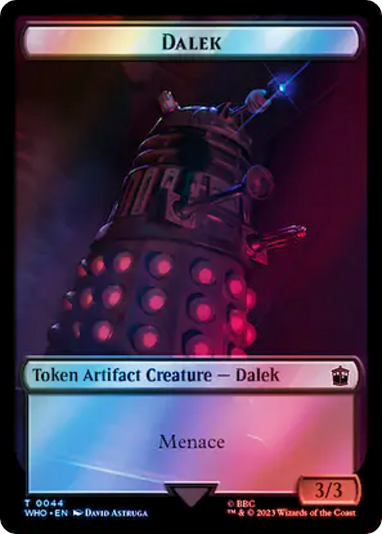 Dalek // Dinosaur Double-Sided Token (Surge Foil) [Doctor Who Tokens] | Gamer Loot