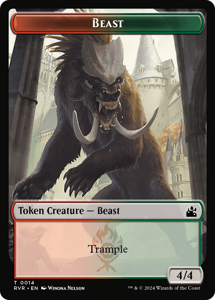 Goblin (0008) // Beast Double-Sided Token [Ravnica Remastered Tokens] | Gamer Loot