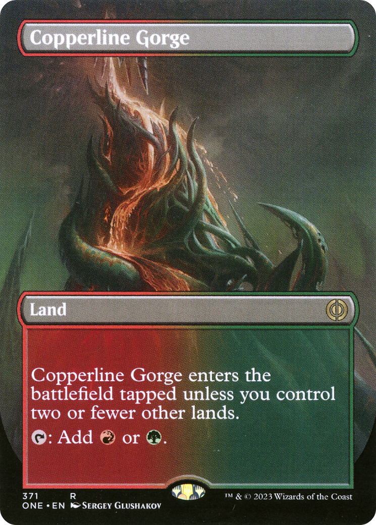 Copperline Gorge (Borderless Alternate Art) [Phyrexia: All Will Be One] | Gamer Loot