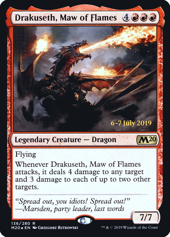 Drakuseth, Maw of Flames  [Core Set 2020 Prerelease Promos] | Gamer Loot