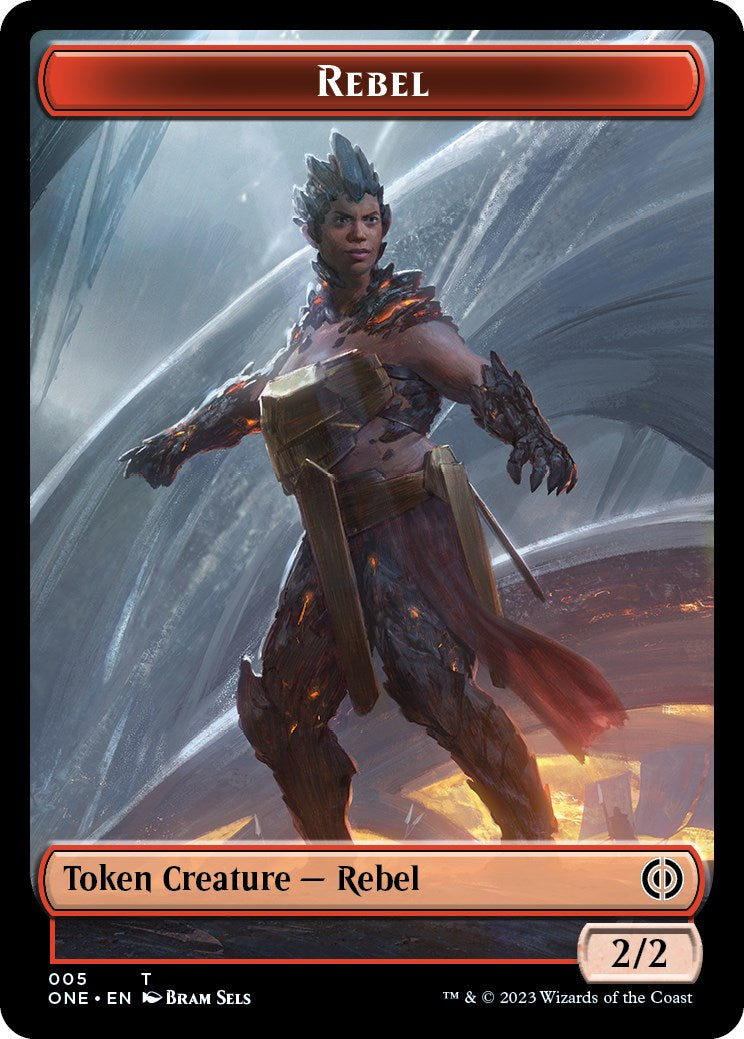 Rebel // Goblin Double-Sided Token [Phyrexia: All Will Be One Commander Tokens] | Gamer Loot