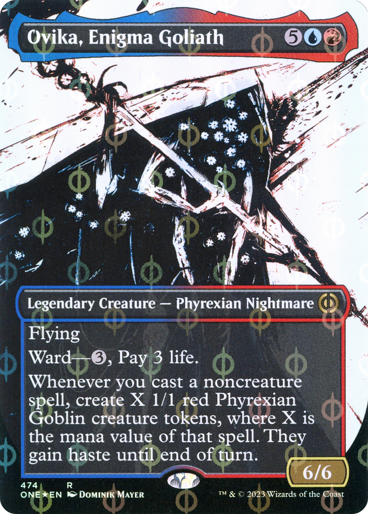 Ovika, Enigma Goliath (Borderless Ichor Step-and-Compleat Foil) [Phyrexia: All Will Be One] | Gamer Loot