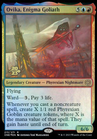 Ovika, Enigma Goliath [Phyrexia: All Will Be One Prerelease Promos] | Gamer Loot