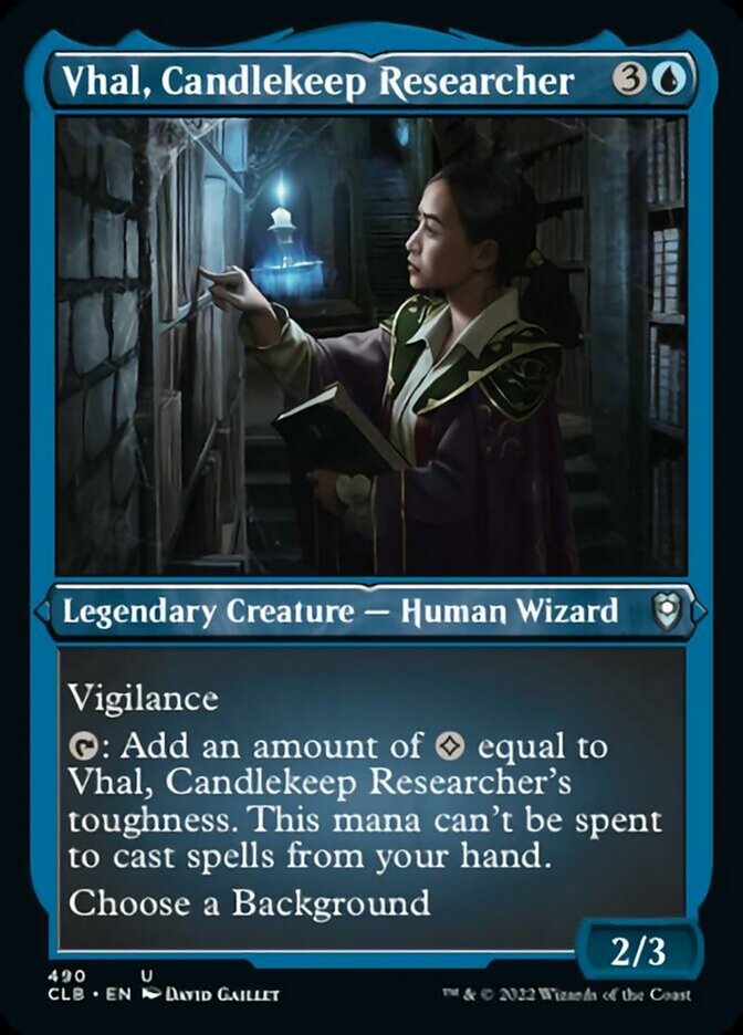 Vhal, Candlekeep Researcher (Foil Etched) [Commander Legends: Battle for Baldur's Gate] | Gamer Loot