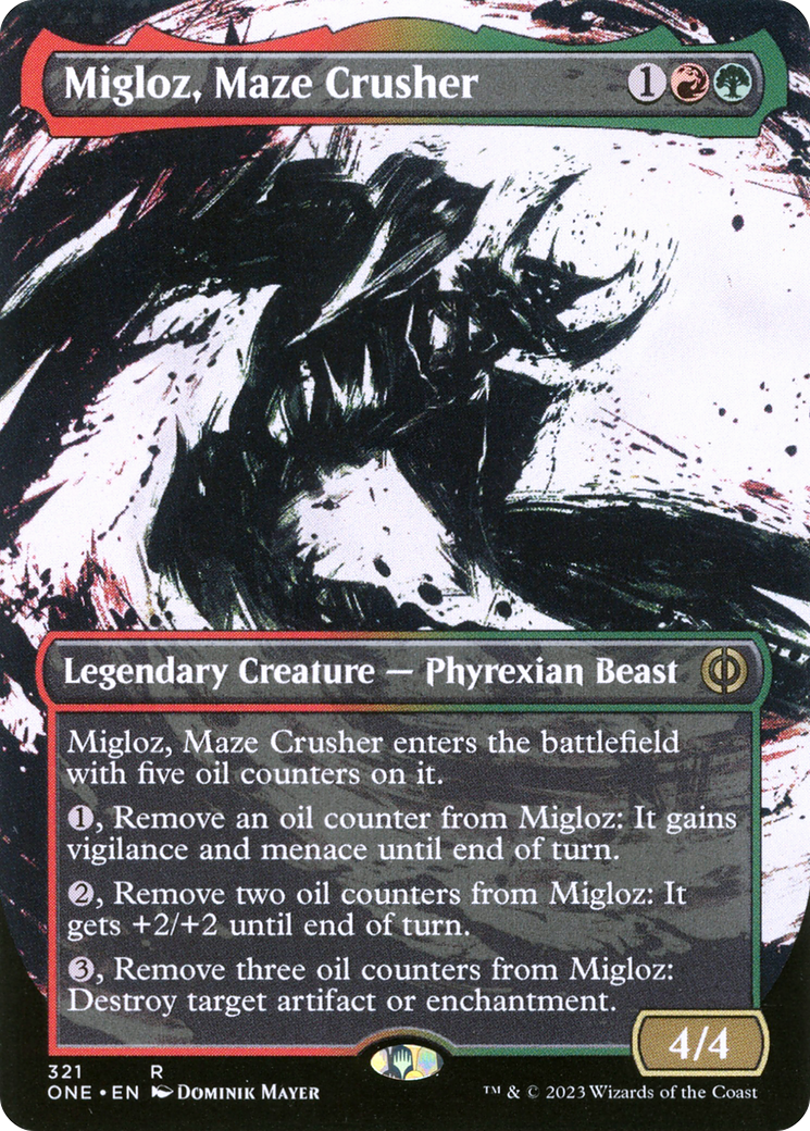 Migloz, Maze Crusher (Borderless Ichor) [Phyrexia: All Will Be One] | Gamer Loot