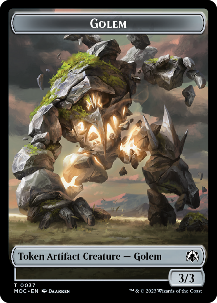 Golem // Clue Double-Sided Token [March of the Machine Commander Tokens] | Gamer Loot