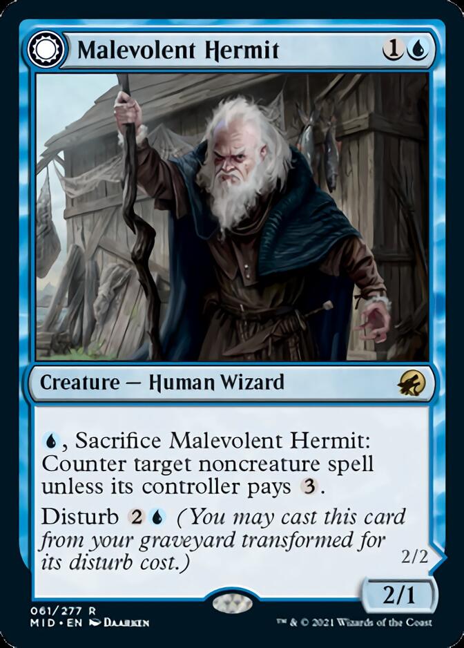 Malevolent Hermit // Benevolent Geist [Innistrad: Midnight Hunt] | Gamer Loot