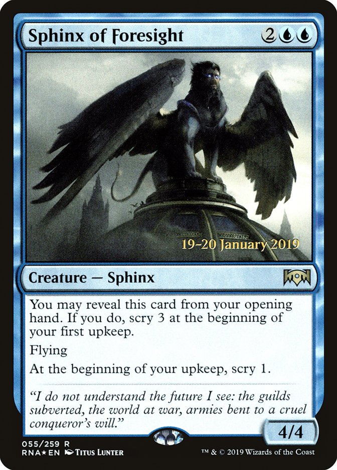 Sphinx of Foresight [Ravnica Allegiance Prerelease Promos] | Gamer Loot
