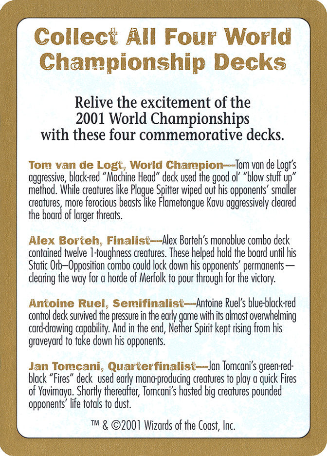 2001 World Championships Ad [World Championship Decks 2001] | Gamer Loot