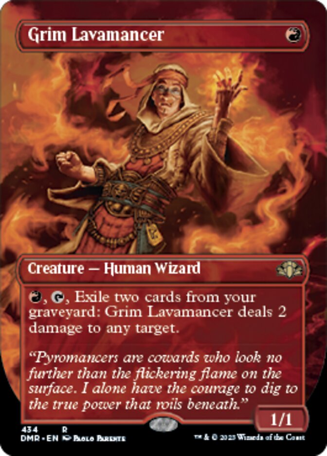 Grim Lavamancer (Borderless Alternate Art) [Dominaria Remastered] | Gamer Loot