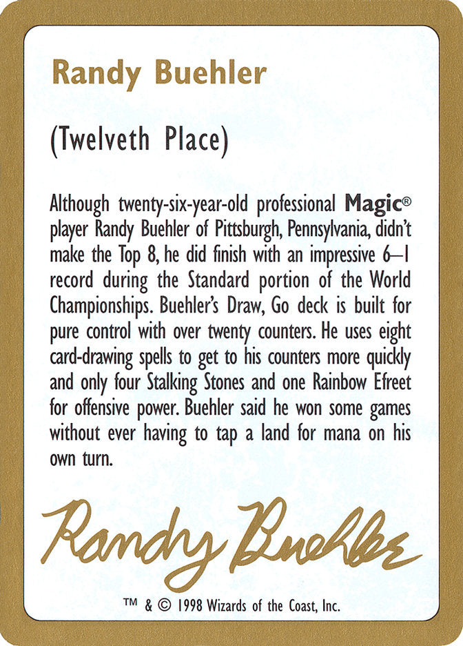 Randy Buehler Bio [World Championship Decks 1998] | Gamer Loot