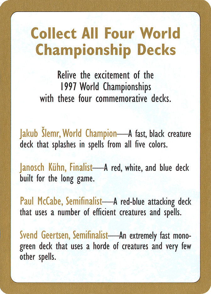 1997 World Championships Ad [World Championship Decks 1997] | Gamer Loot