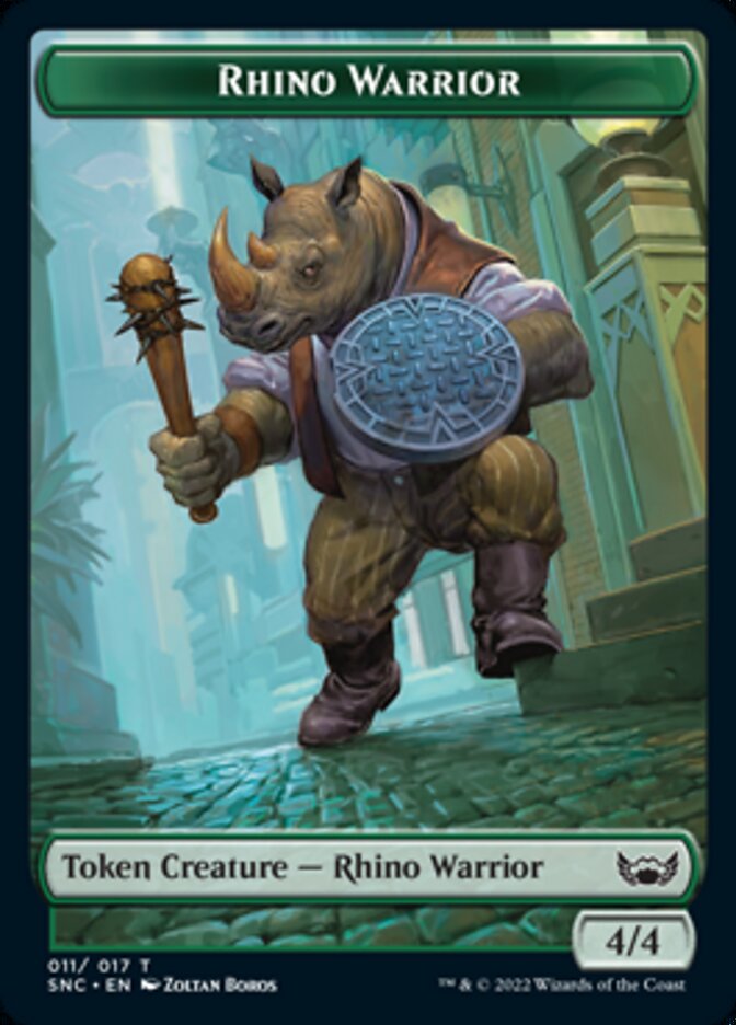 Cat // Rhino Warrior Double-sided Token [Streets of New Capenna Tokens] | Gamer Loot