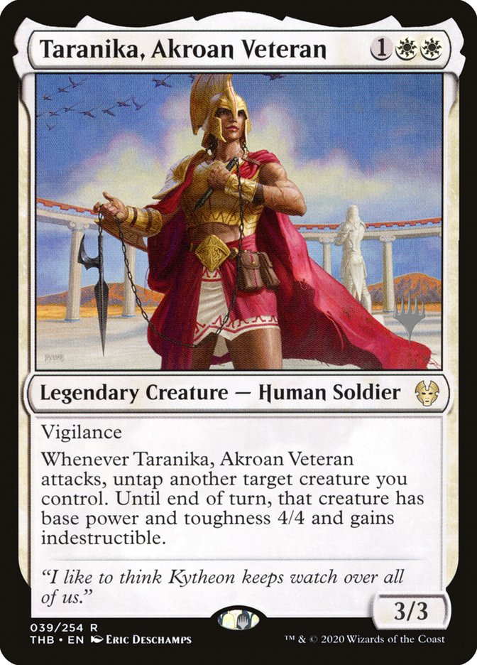 Taranika, Akroan Veteran (Promo Pack) [Theros Beyond Death Promos] | Gamer Loot