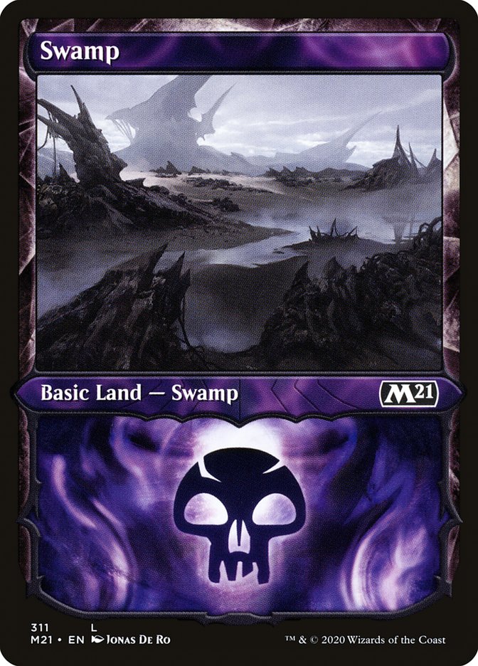 Swamp (311) (Showcase) [Core Set 2021] | Gamer Loot