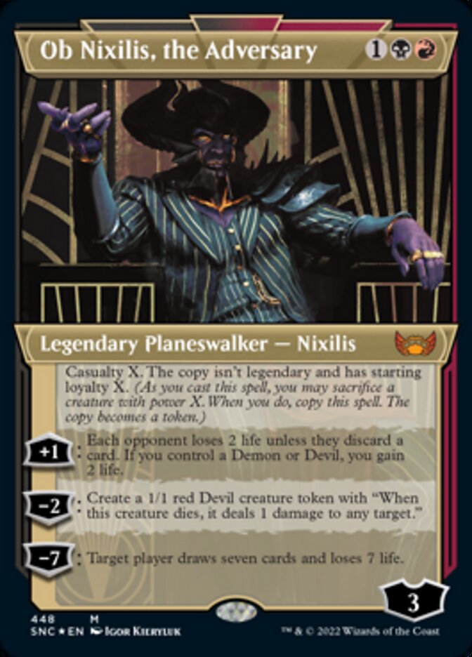 Ob Nixilis, the Adversary (Showcase Art Deco Foil Etched) [Streets of New Capenna] | Gamer Loot