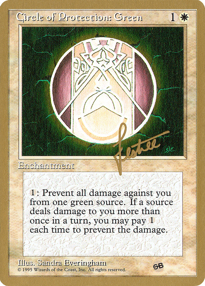 Circle of Protection: Green (Bertrand Lestree) (SB) (4ED) [Pro Tour Collector Set] | Gamer Loot