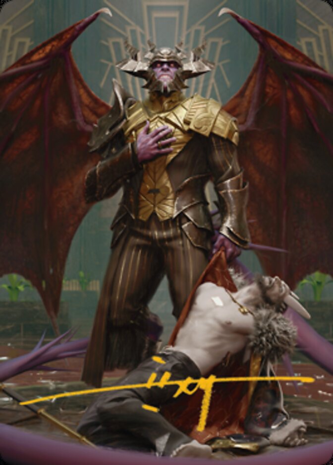 Ob Nixilis, the Adversary 1 Art Card (Gold-Stamped Signature) [Streets of New Capenna Art Series] | Gamer Loot