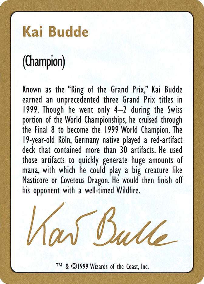 Kai Budde Bio [World Championship Decks 1999] | Gamer Loot