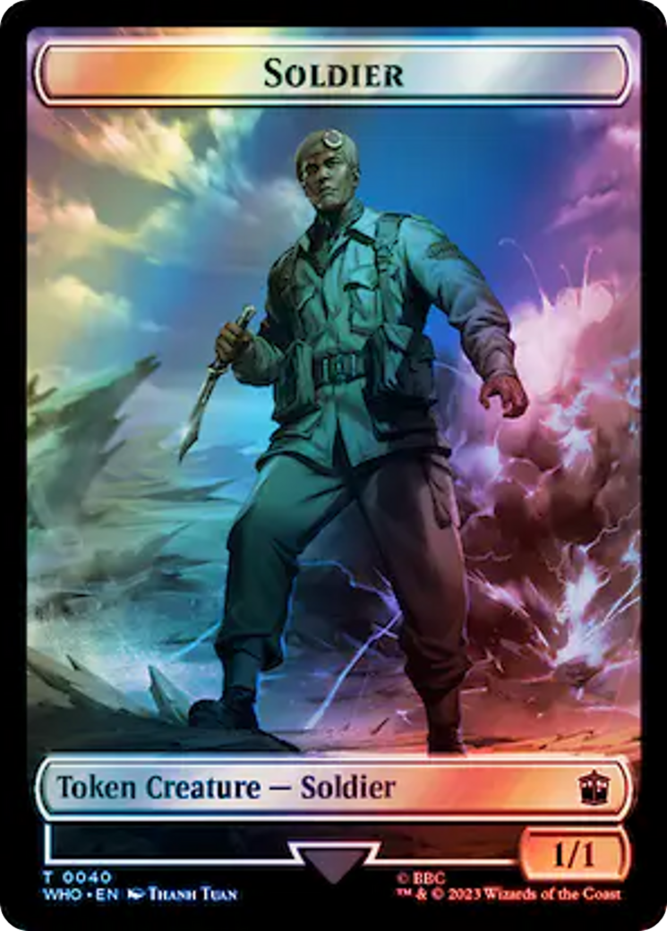 Soldier // Beast Double-Sided Token (Surge Foil) [Doctor Who Tokens] | Gamer Loot