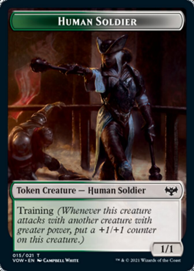 Zombie (008) // Human Soldier Double-sided Token [Innistrad: Crimson Vow Tokens] | Gamer Loot