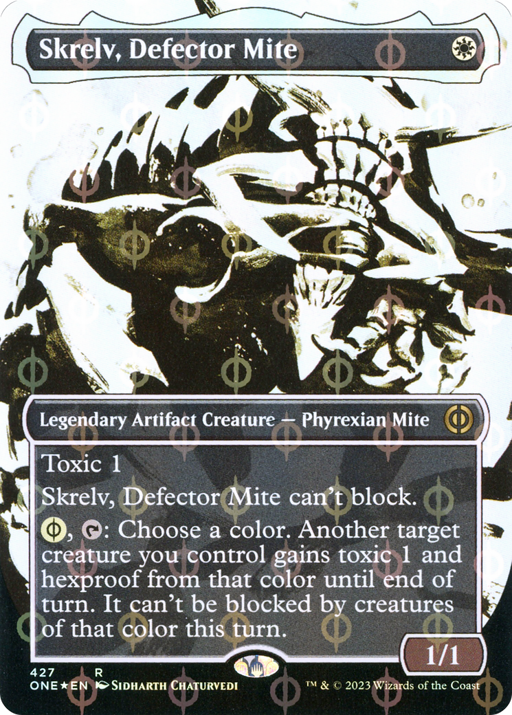 Skrelv, Defector Mite (Borderless Ichor Step-and-Compleat Foil) [Phyrexia: All Will Be One] | Gamer Loot