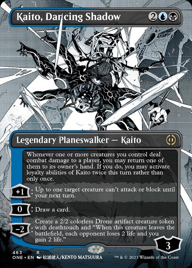 Kaito, Dancing Shadow (Borderless Manga Step-and-Compleat Foil) [Phyrexia: All Will Be One] | Gamer Loot