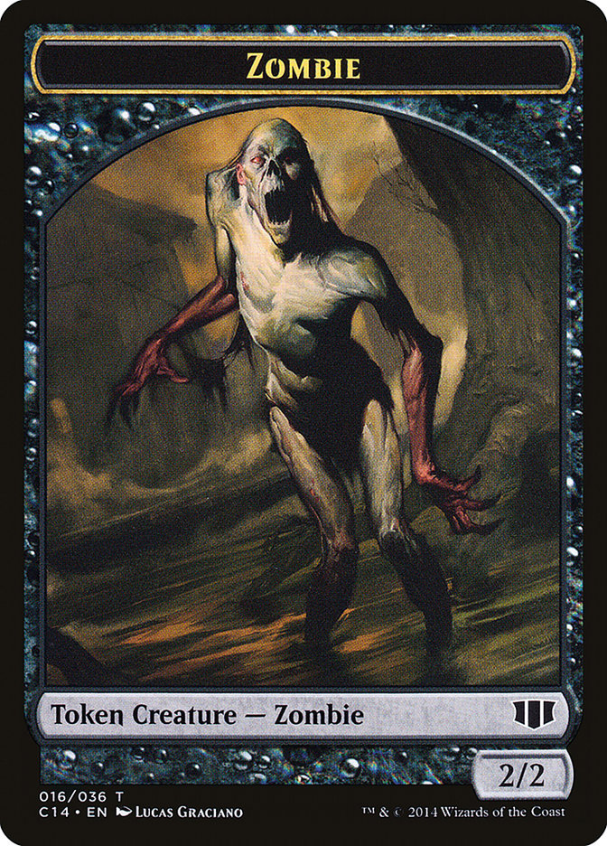 Horror // Zombie (016/036) Double-sided Token [Commander 2014 Tokens] | Gamer Loot