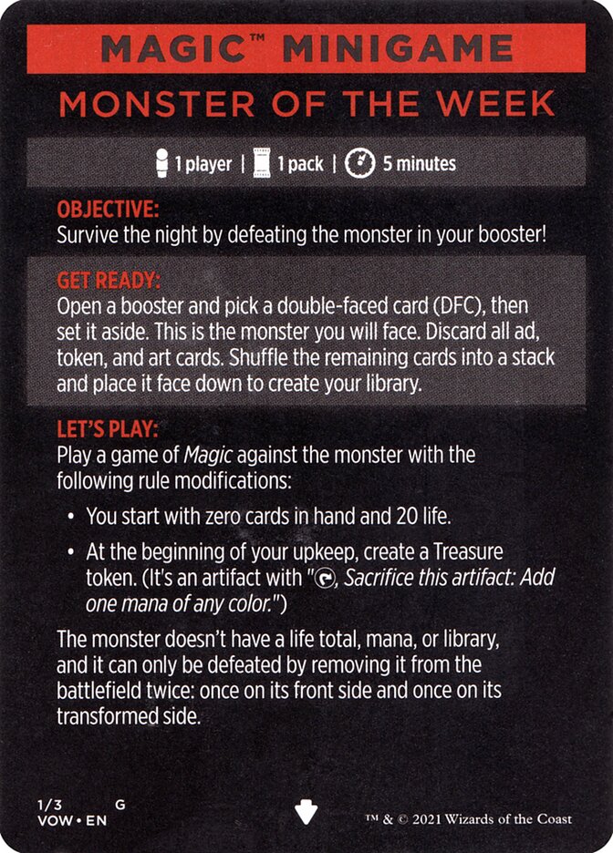 Monster of The Week (Magic Minigame) [Innistrad: Crimson Vow Minigame] | Gamer Loot