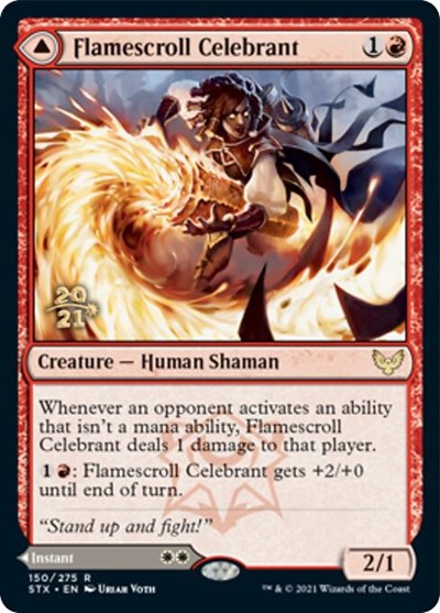 Flamescroll Celebrant // Revel in Silence [Strixhaven: School of Mages Prerelease Promos] | Gamer Loot