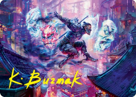 Thousand-Faced Shadow Art Card (Gold-Stamped Signature) [Kamigawa: Neon Dynasty Art Series] | Gamer Loot