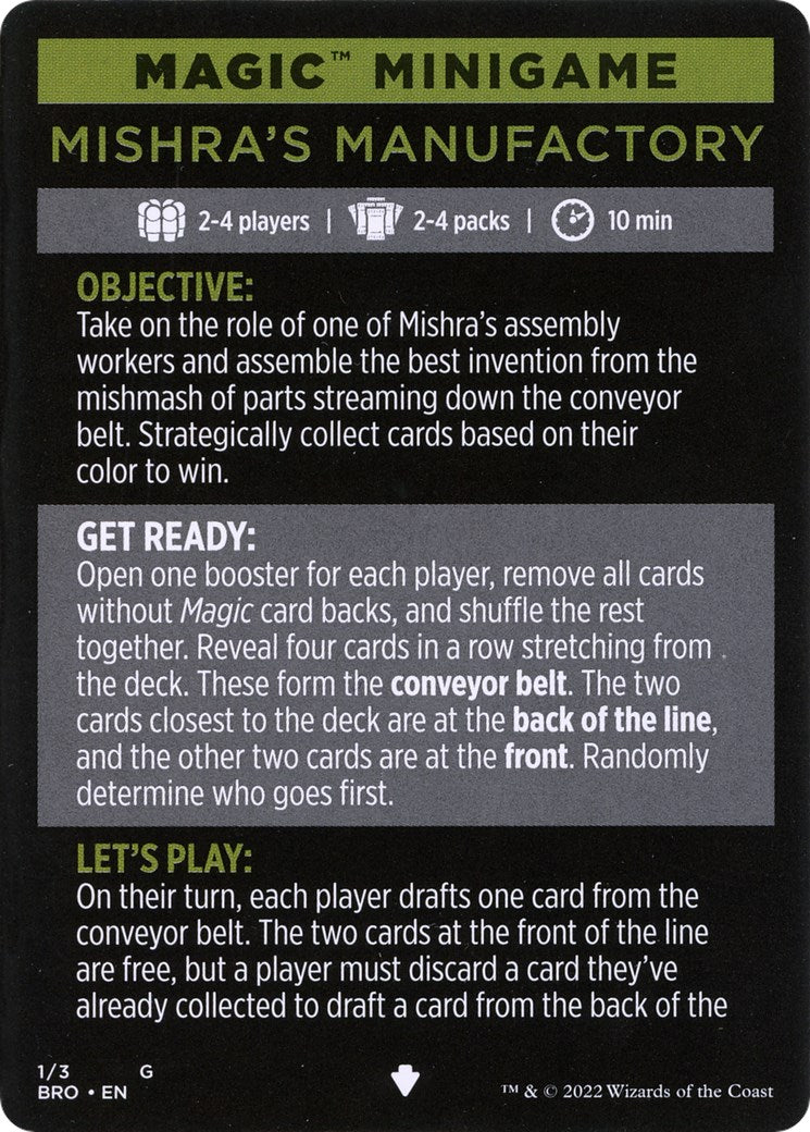 Mishra's Manufactory (Magic Minigame) [The Brothers' War Minigame] | Gamer Loot