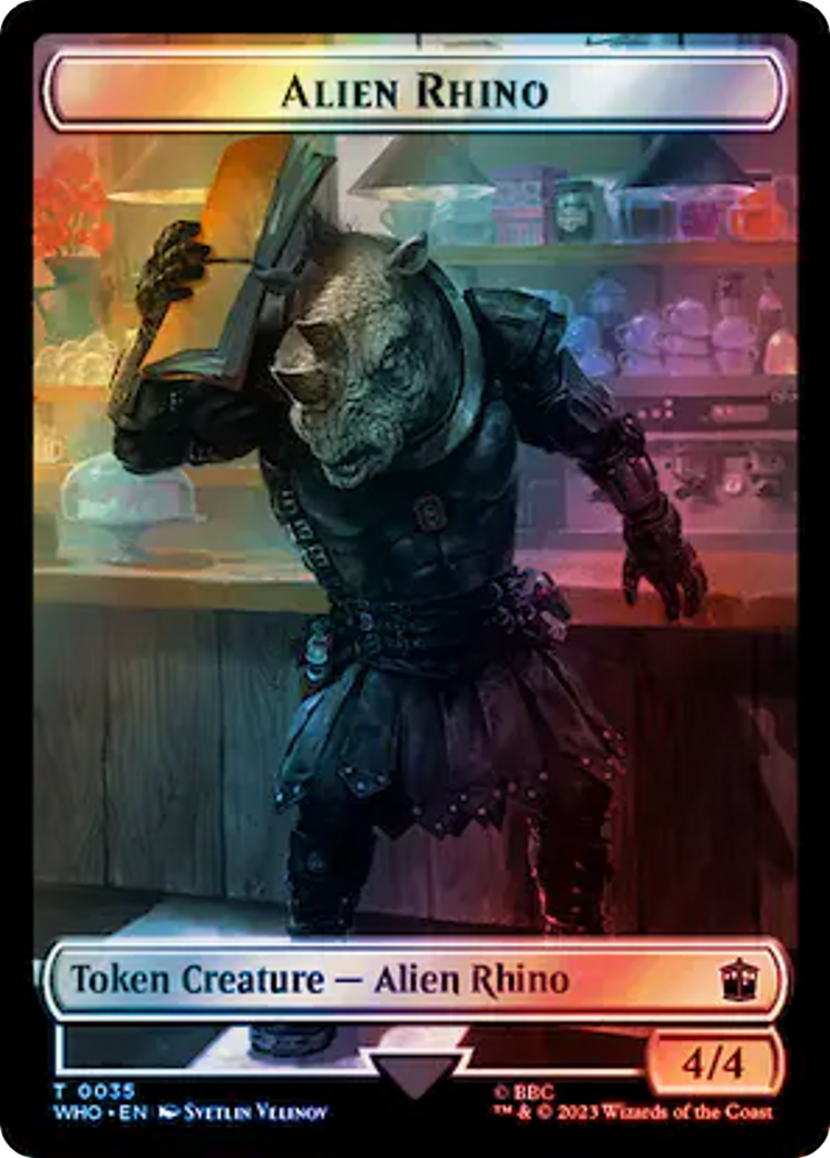 Alien Rhino // Clue (0054) Double-Sided Token (Surge Foil) [Doctor Who Tokens] | Gamer Loot