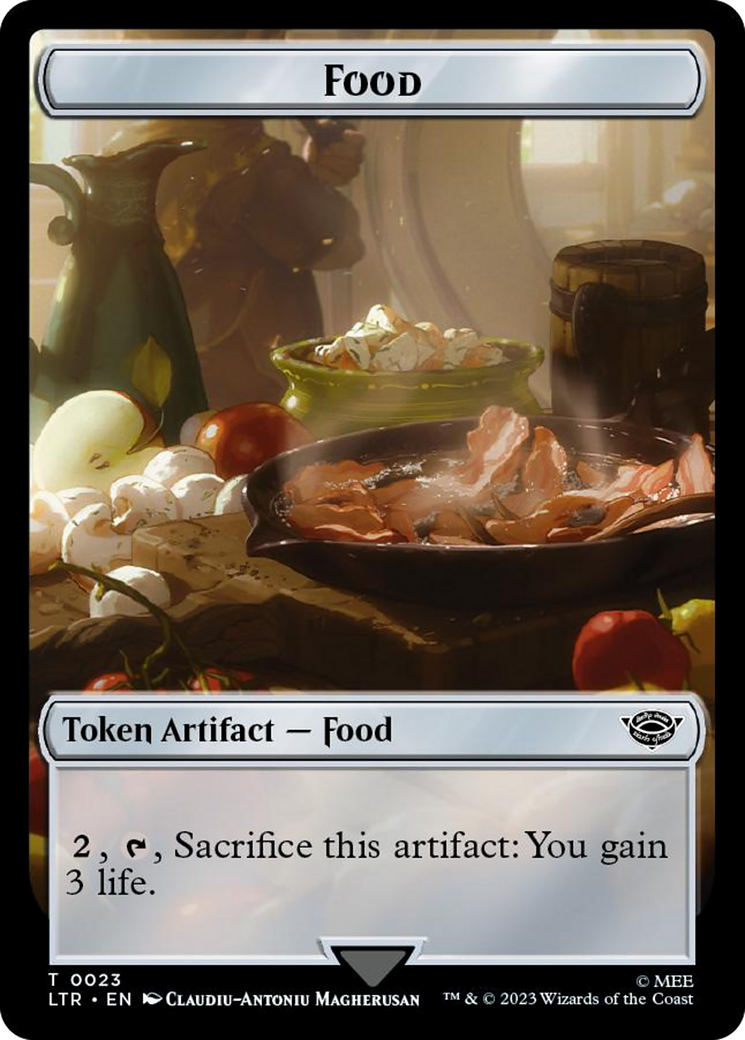 Spirit // Food (0023) Double-Sided Token (Surge Foil) [The Lord of the Rings: Tales of Middle-Earth Tokens] | Gamer Loot