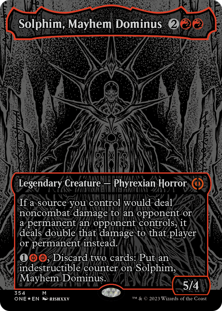 Solphim, Mayhem Dominus (Oil Slick Raised Foil) [Phyrexia: All Will Be One] | Gamer Loot