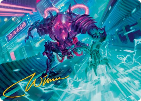 Surgehacker Mech Art Card (Gold-Stamped Signature) [Kamigawa: Neon Dynasty Art Series] | Gamer Loot