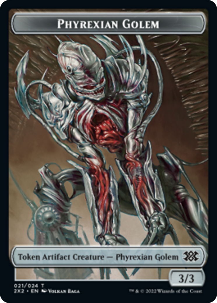 Saproling // Phyrexian Golem Double-sided Token [Double Masters 2022 Tokens] | Gamer Loot