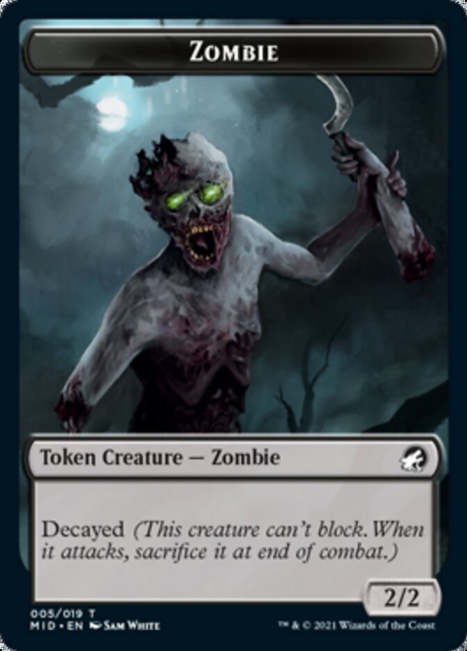 Zombie (005) // Wrenn and Seven Emblem Double-sided Token [Innistrad: Midnight Hunt Tokens] | Gamer Loot