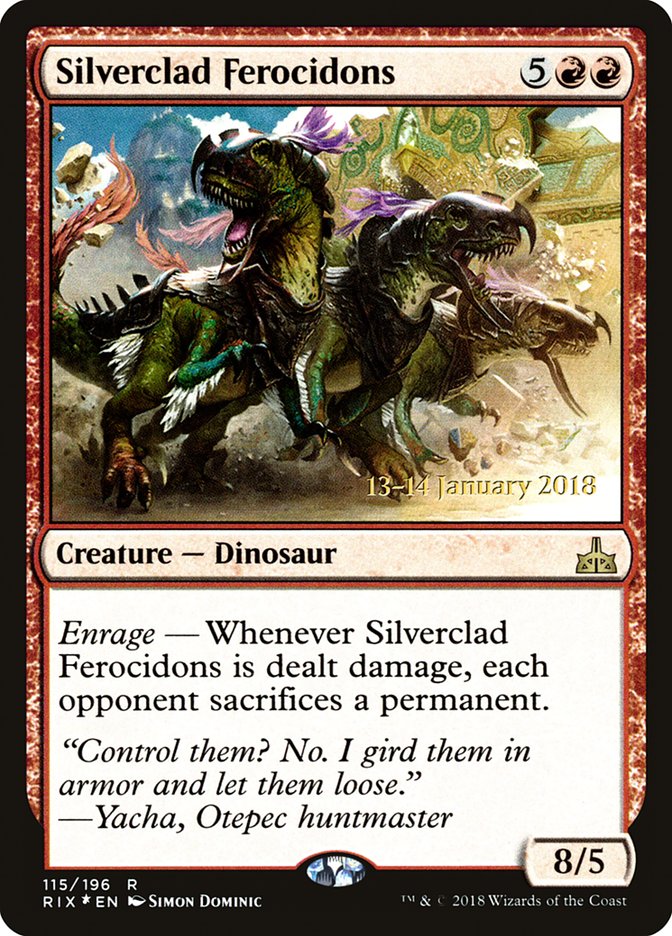 Silverclad Ferocidons [Rivals of Ixalan Prerelease Promos] | Gamer Loot